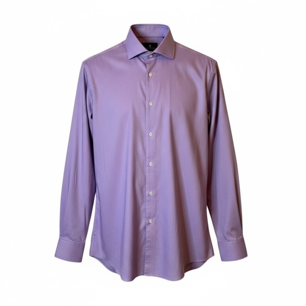 Psycho Bunny Dress Shirt Modern Fit Stretch Non Iron Men's 16 34/35 Purple
